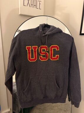 Charcoal Hooded Sweatshirt with Red & Gold Logo — USC